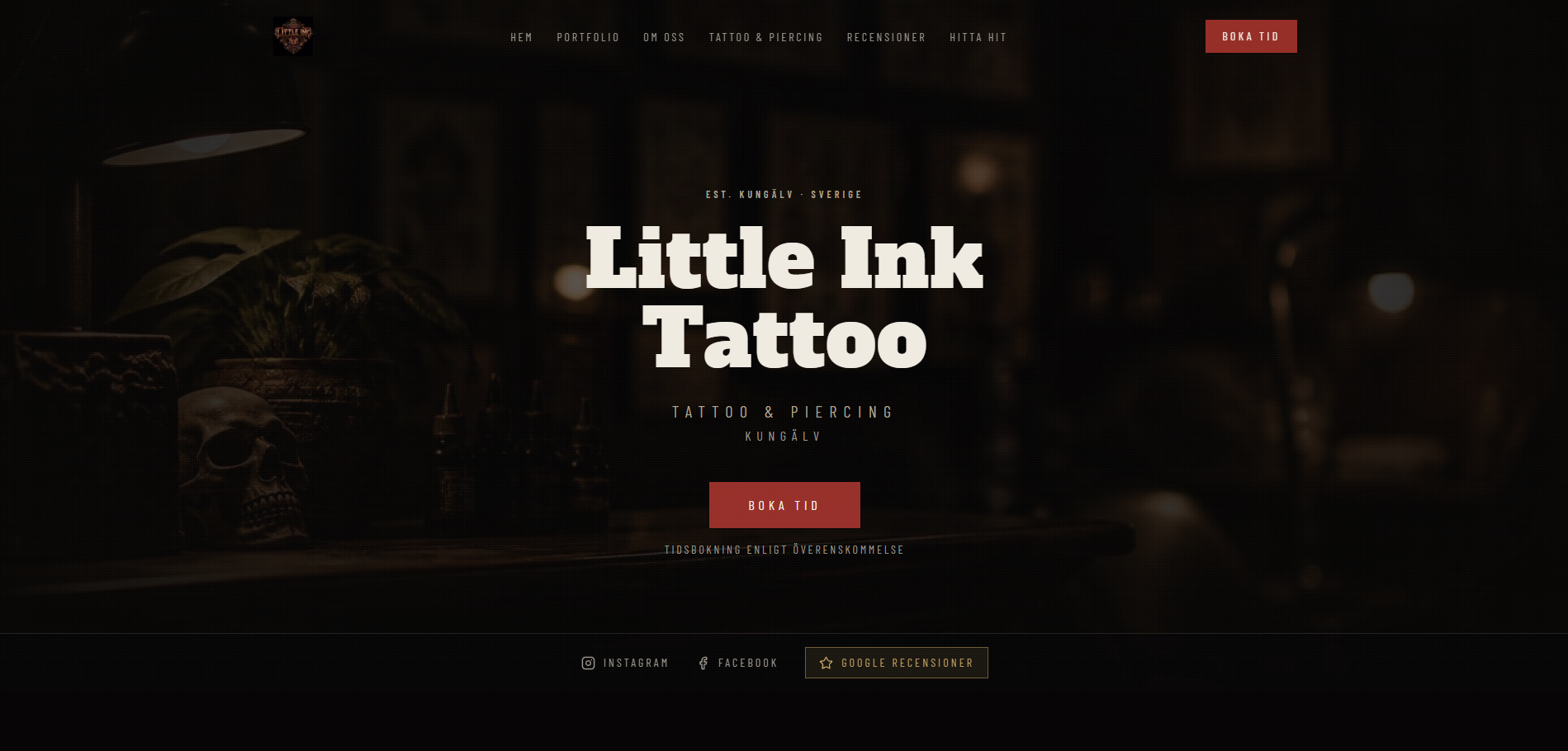 Hemsida för Little Ink Tattoo – tatuering och piercing i Kungälv